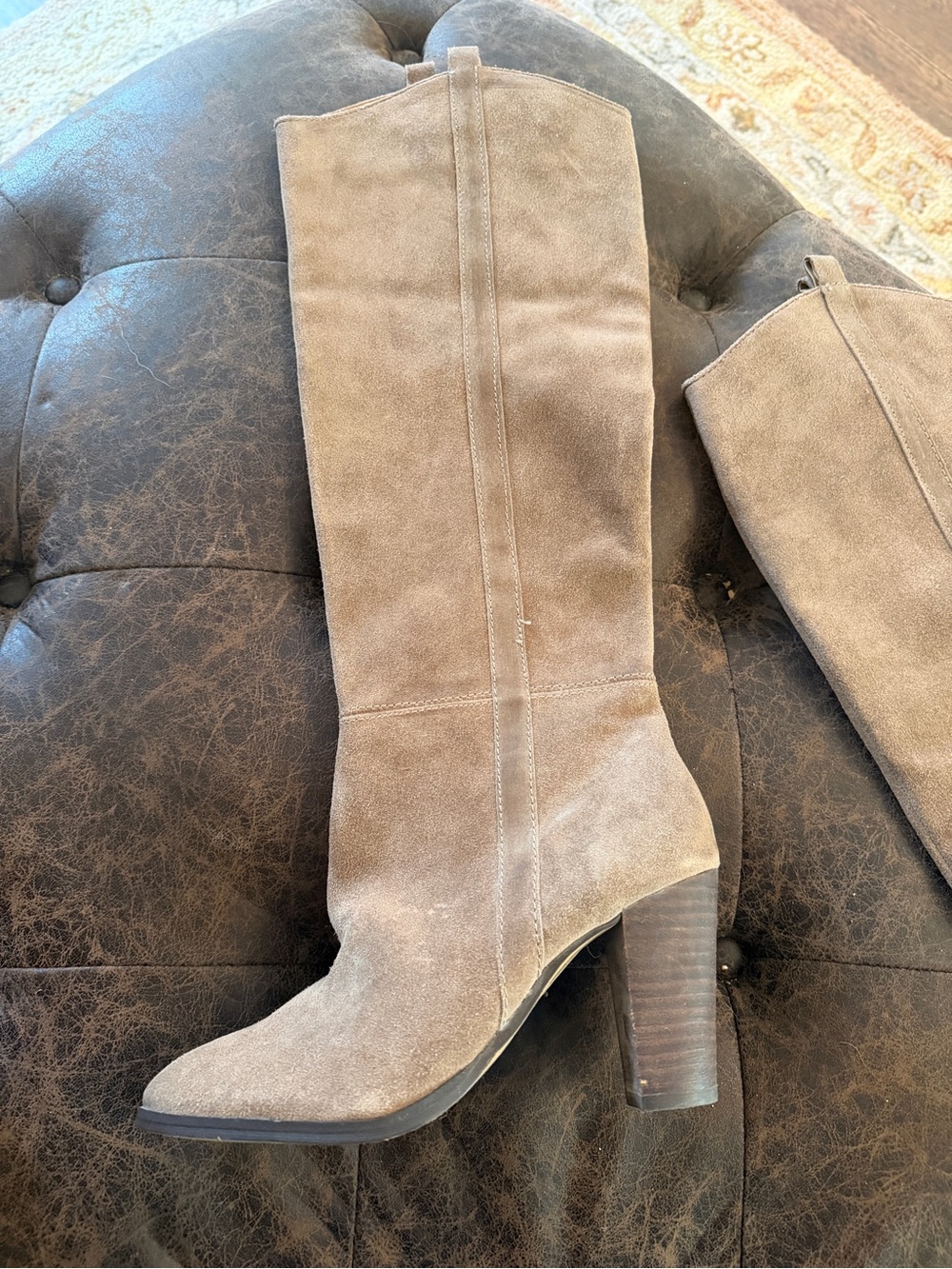 Dolce Vita Taupe Suede Over-the-Knee Block Heel Boots